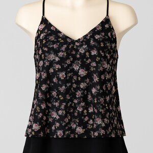 Love J Floral Lace Overlay Black Tank Top Size M – Layered Camisole Blouse